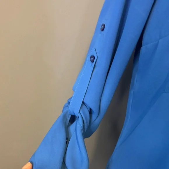 Express Blue Women's Button-Up Blouse - Picture 2 of 4